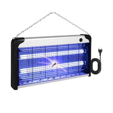 Lampada Insetticida Elettrica 30W Copertura 60m² con Vassoio Rimovibile, Zanzariera UV LED 8700h Cavo 1 mt e Catena per Fissaggio