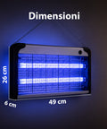 Lampada Insetticida Elettrica 30W Copertura 60m² con Vassoio Rimovibile, Zanzariera UV LED 8700h Cavo 1 mt e Catena per Fissaggio