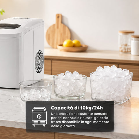 Macchina per il Ghiaccio con serbatoio 1,7L con paletta e vaschetta estraibile inclusa - 150W