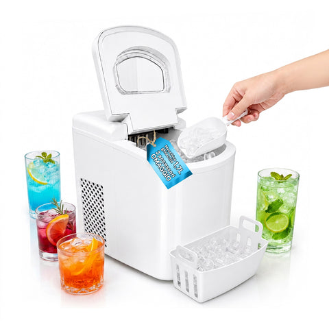 IJsblokjesmachine met reservoir van 1,7 l, inclusief schepje en uitneembare bak – 150 W