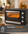 Forno Elettrico da Banco 45 Litri Ventilato con Timer e Doppio Vetro 1800W con Accessori