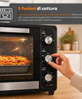 Forno Elettrico Ventilato 66 Litri 2200 Watt con Girarrosto e Accessori 5 Modalità di Cottura