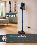 Scopa Elettrica Aspirapolvere Cordless 2in1 250W con Filtro HEPA e Autonomia fino a 40 Minuti