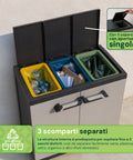Mobile portapattumiera in plastica a 3 scomparti