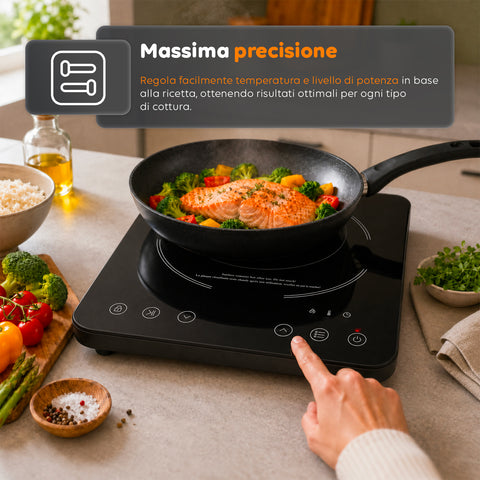 Fornello a Induzione Elettrico Monofuoco 2000W con Touch Control