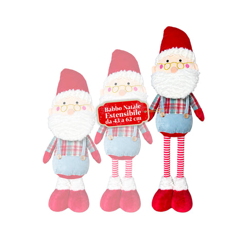 Uitschuifbare kerstman van textiel, 62 cm, met verlengbare benen – kerstdecoratie