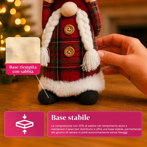Decoratieve kerstdwerg van zachte stof, kerstdecoratie voor op tafel met lange muts en sneeuwvlokken, verkrijgbaar in 35 en 50 cm