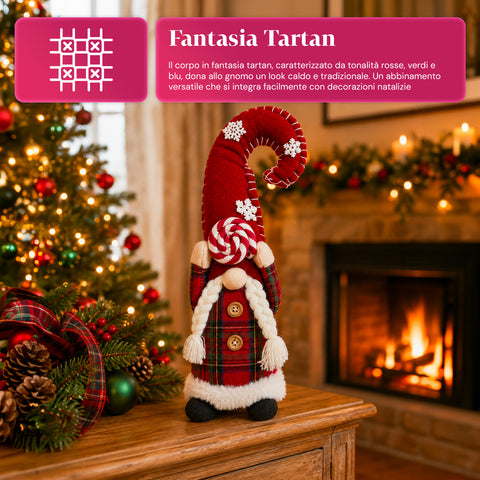 Decoratieve kerstdwerg van zachte stof, kerstdecoratie voor op tafel met lange muts en sneeuwvlokken, verkrijgbaar in 35 en 50 cm