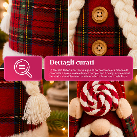 Decoratieve kerstdwerg van zachte stof, kerstdecoratie voor op tafel met lange muts en sneeuwvlokken, verkrijgbaar in 35 en 50 cm