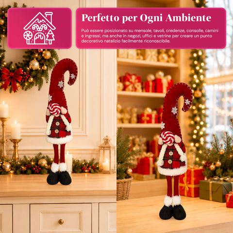 Decoratieve kerstdwerg van zachte stof, kerstdecoratie voor op tafel met lange muts en sneeuwvlokken, verkrijgbaar in 35 en 50 cm