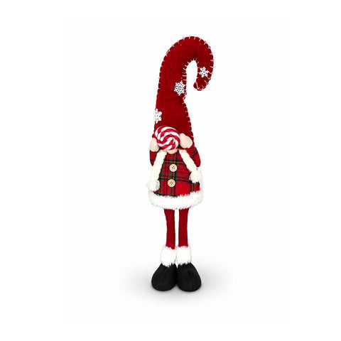 Decoratieve kerstdwerg van zachte stof, kerstdecoratie voor op tafel met lange muts en sneeuwvlokken, verkrijgbaar in 35 en 50 cm