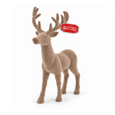 Decoratief rendier 33x44h cm met fluweeleffect, modern designbeeldje voor huis, kantoor en etalages, kerstdecoratie, 6 kleurvarianten