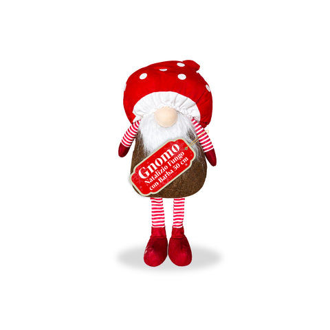 Paddenstoelvormige kerstdwerg met baard, 50 cm, decoratieve kerstversiering