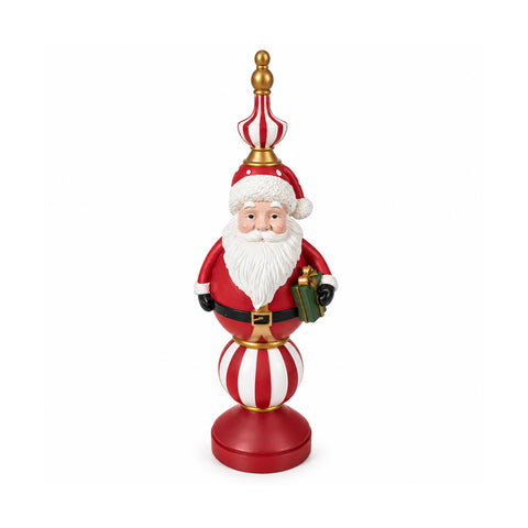 Statuetta Natalizia 76 cm in Resina, Decorazione Babbo Natale e Soldatino Schiaccianoci, Bianco o Rosso