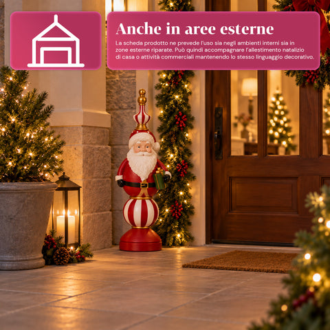 Kerstbeeldje van 76 cm van hars, decoratie van de kerstman en de notenkraker-soldaat, wit of rood