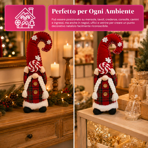 Decoratieve kerstdwerg van zachte stof, kerstdecoratie voor op tafel met lange muts en sneeuwvlokken, verkrijgbaar in 35 en 50 cm