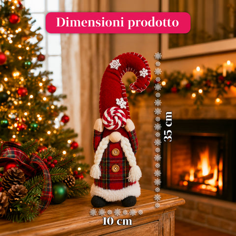 Decoratieve kerstdwerg van zachte stof, kerstdecoratie voor op tafel met lange muts en sneeuwvlokken, verkrijgbaar in 35 en 50 cm