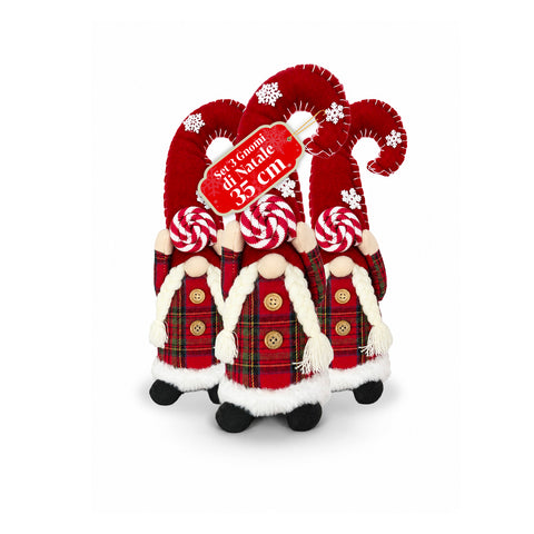 Decoratieve kerstdwerg van zachte stof, kerstdecoratie voor op tafel met lange muts en sneeuwvlokken, verkrijgbaar in 35 en 50 cm