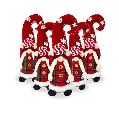 Decoratieve kerstdwerg van zachte stof, kerstdecoratie voor op tafel met lange muts en sneeuwvlokken, verkrijgbaar in 35 en 50 cm
