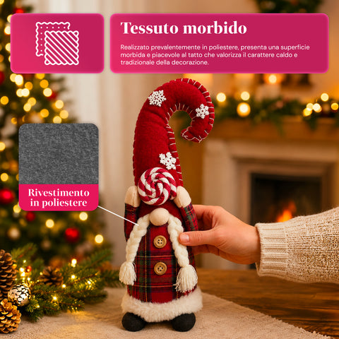 Decoratieve kerstdwerg van zachte stof, kerstdecoratie voor op tafel met lange muts en sneeuwvlokken, verkrijgbaar in 35 en 50 cm