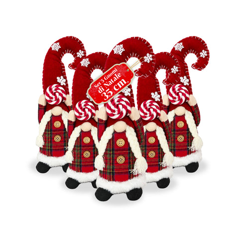 Decoratieve kerstdwerg van zachte stof, kerstdecoratie voor op tafel met lange muts en sneeuwvlokken, verkrijgbaar in 35 en 50 cm