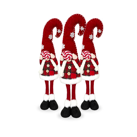 Decoratieve kerstdwerg van zachte stof, kerstdecoratie voor op tafel met lange muts en sneeuwvlokken, verkrijgbaar in 35 en 50 cm