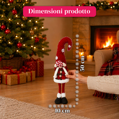 Decoratieve kerstdwerg van zachte stof, kerstdecoratie voor op tafel met lange muts en sneeuwvlokken, verkrijgbaar in 35 en 50 cm