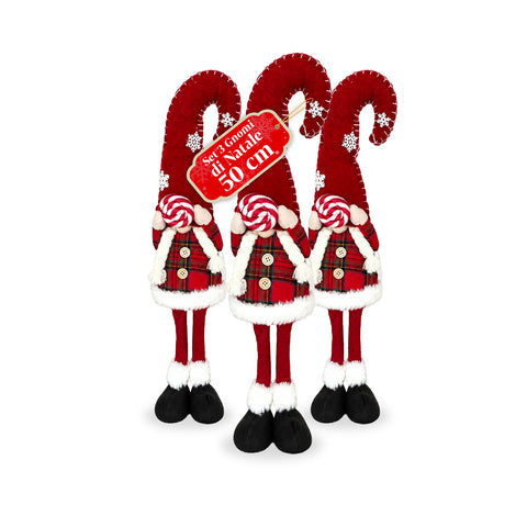 Decoratieve kerstdwerg van zachte stof, kerstdecoratie voor op tafel met lange muts en sneeuwvlokken, verkrijgbaar in 35 en 50 cm