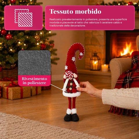 Decoratieve kerstdwerg van zachte stof, kerstdecoratie voor op tafel met lange muts en sneeuwvlokken, verkrijgbaar in 35 en 50 cm