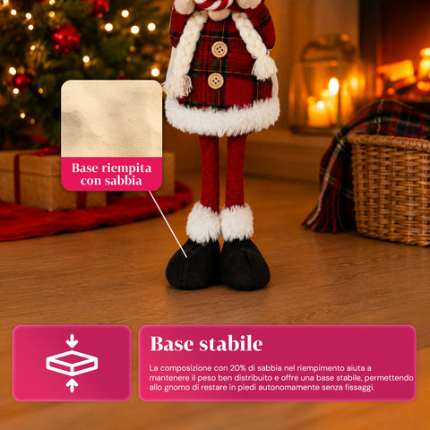 Decoratieve kerstdwerg van zachte stof, kerstdecoratie voor op tafel met lange muts en sneeuwvlokken, verkrijgbaar in 35 en 50 cm