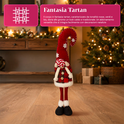 Decoratieve kerstdwerg van zachte stof, kerstdecoratie voor op tafel met lange muts en sneeuwvlokken, verkrijgbaar in 35 en 50 cm