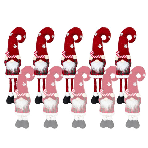Uitschuifbare kerstdwerg van 80 cm met rode muts en sneeuwvlokken – kerstdecoratie voor op tafel van tartanstof met verstelbare structuur