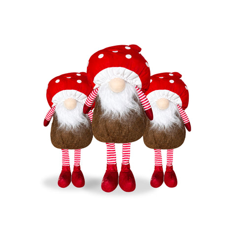 Paddenstoelvormige kerstdwerg met baard, 50 cm, decoratieve kerstversiering