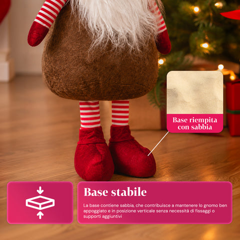Paddenstoelvormige kerstdwerg met baard, 50 cm, decoratieve kerstversiering