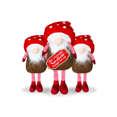 Paddenstoelvormige kerstdwerg met baard, 50 cm, decoratieve kerstversiering