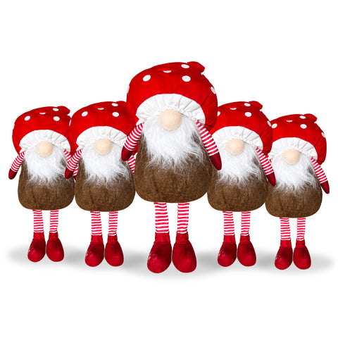 Paddenstoelvormige kerstdwerg met baard, 50 cm, decoratieve kerstversiering