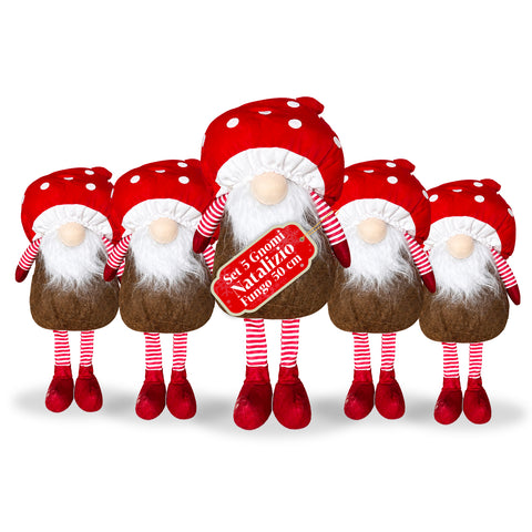 Paddenstoelvormige kerstdwerg met baard, 50 cm, decoratieve kerstversiering