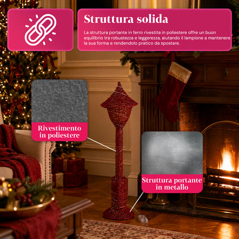 Decoratieve kerstlantaarnpaal, 90 cm, met glitter en ledverlichting – 3 kleuren