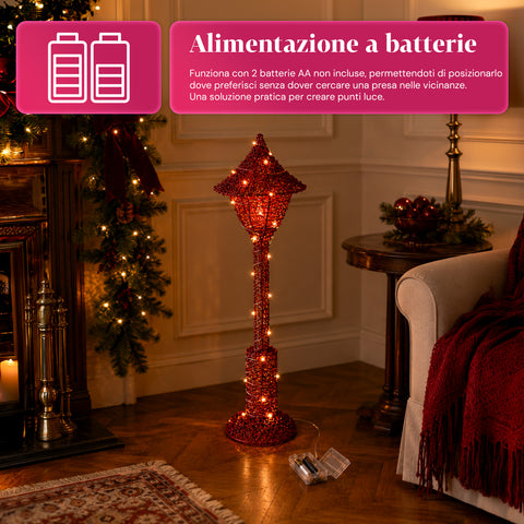 Decoratieve kerstlantaarnpaal, 90 cm, met glitter en ledverlichting – 3 kleuren