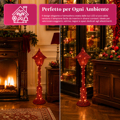 Decoratieve kerstlantaarnpaal, 90 cm, met glitter en ledverlichting – 3 kleuren