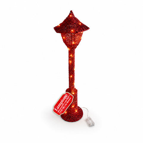 Decoratieve kerstlantaarnpaal, 90 cm, met glitter en ledverlichting – 3 kleuren