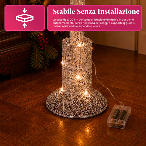 Decoratieve kerstlantaarnpaal, 90 cm, met glitter en ledverlichting – 3 kleuren