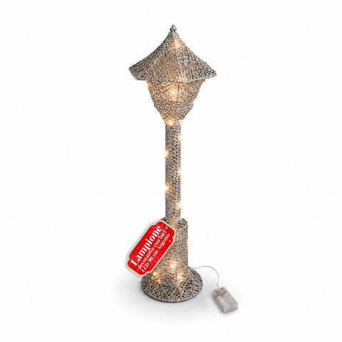 Decoratieve kerstlantaarnpaal, 90 cm, met glitter en ledverlichting – 3 kleuren