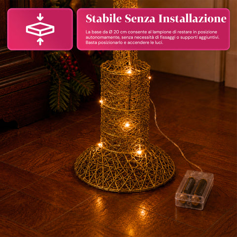 Decoratieve kerstlantaarnpaal, 90 cm, met glitter en ledverlichting – 3 kleuren