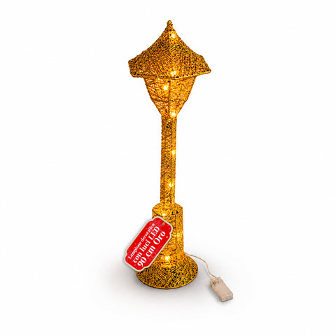 Decoratieve kerstlantaarnpaal, 90 cm, met glitter en ledverlichting – 3 kleuren