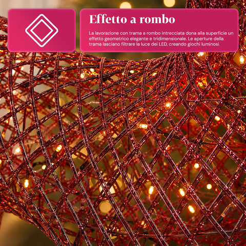 Verlicht rendier van 90 cm met glitter en warmwit ledlicht | Kerstdecoratie van vlechtwerk – 2 afwerkingen, 3 kleuren