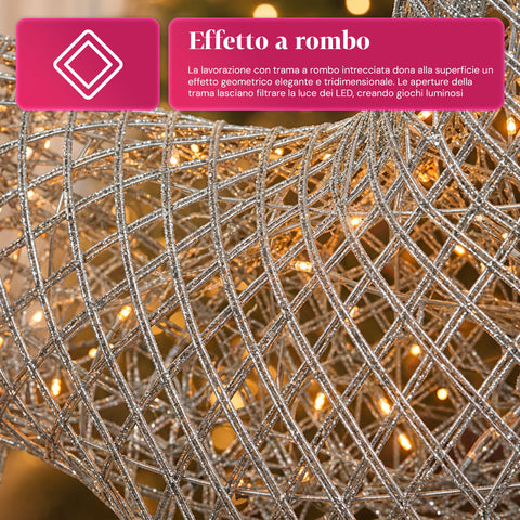 Verlicht rendier van 90 cm met glitter en warmwit ledlicht | Kerstdecoratie van vlechtwerk – 2 afwerkingen, 3 kleuren