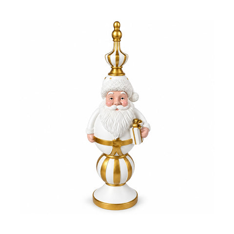 Statuetta Natalizia 76 cm in Resina, Decorazione Babbo Natale e Soldatino Schiaccianoci, Bianco o Rosso