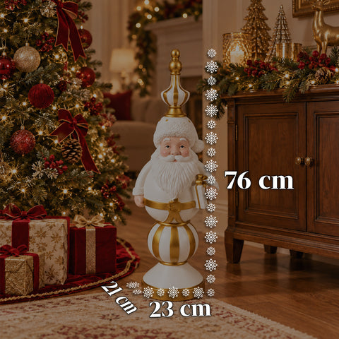 Kerstbeeldje van 76 cm van hars, decoratie van de kerstman en de notenkraker-soldaat, wit of rood