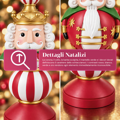 Kerstbeeldje van 76 cm van hars, decoratie van de kerstman en de notenkraker-soldaat, wit of rood